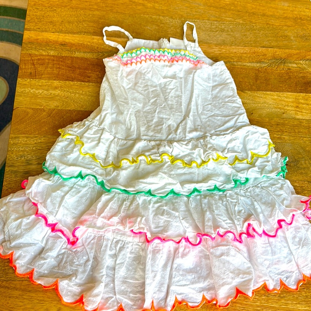 Mini Boden Summer Dress Neon Rainbow 6-7 Y 122cm